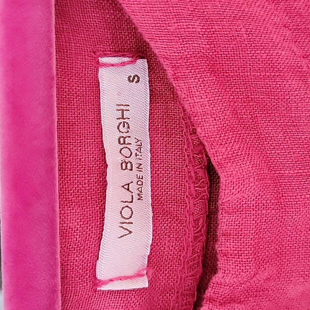 Viola Borghi Linen Pink Top Sz S Belle Sleeve Boxy Fit Boho Made in Italy - Picture 2 of 7